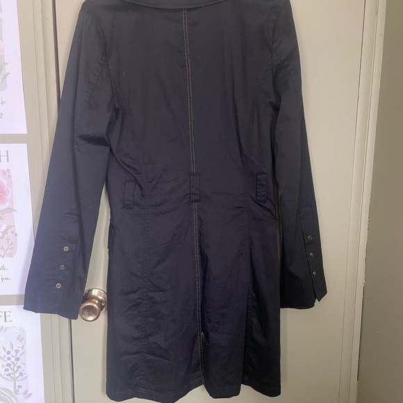 Karl Kani Black Trench Coat Sz L - Picture 5 of 12